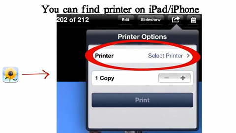 Select shared printer from list